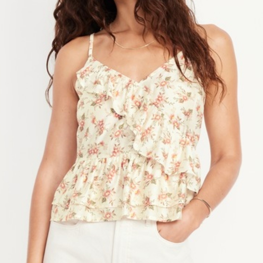 Old Navy Cream Floral Ruffle Camisole
